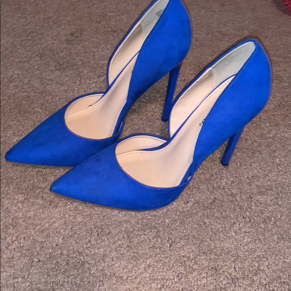 Bright blue high heels